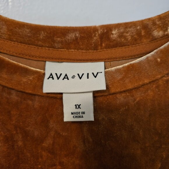 AVA & VIV long sleeve flowy golden velvet top - Picture 3 of 5